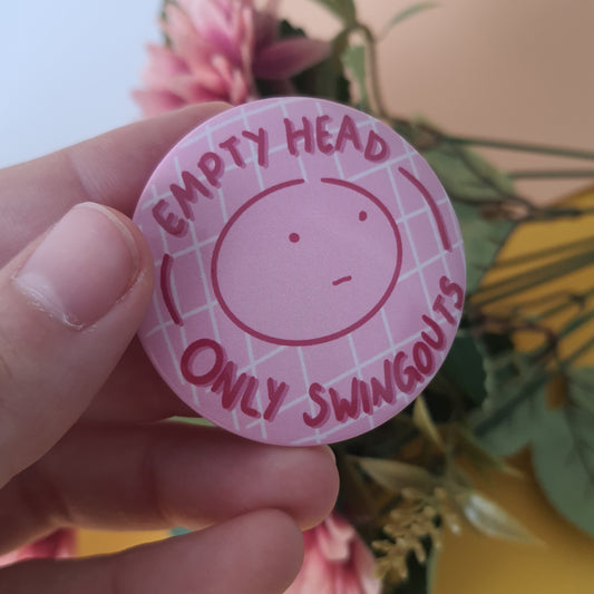 Button pin empty head only swing out